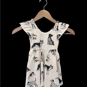Charming Kids Dress with Dog Print